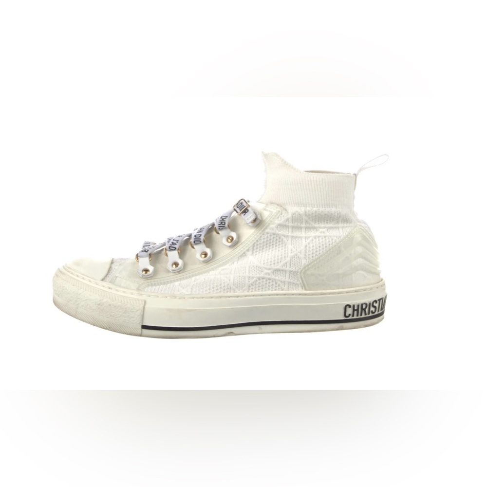 Size 8 I 38 White Walk’n’Dior Hi-Top Sneakers with Cannage Technical Mesh EUC - Picture 2 of 5